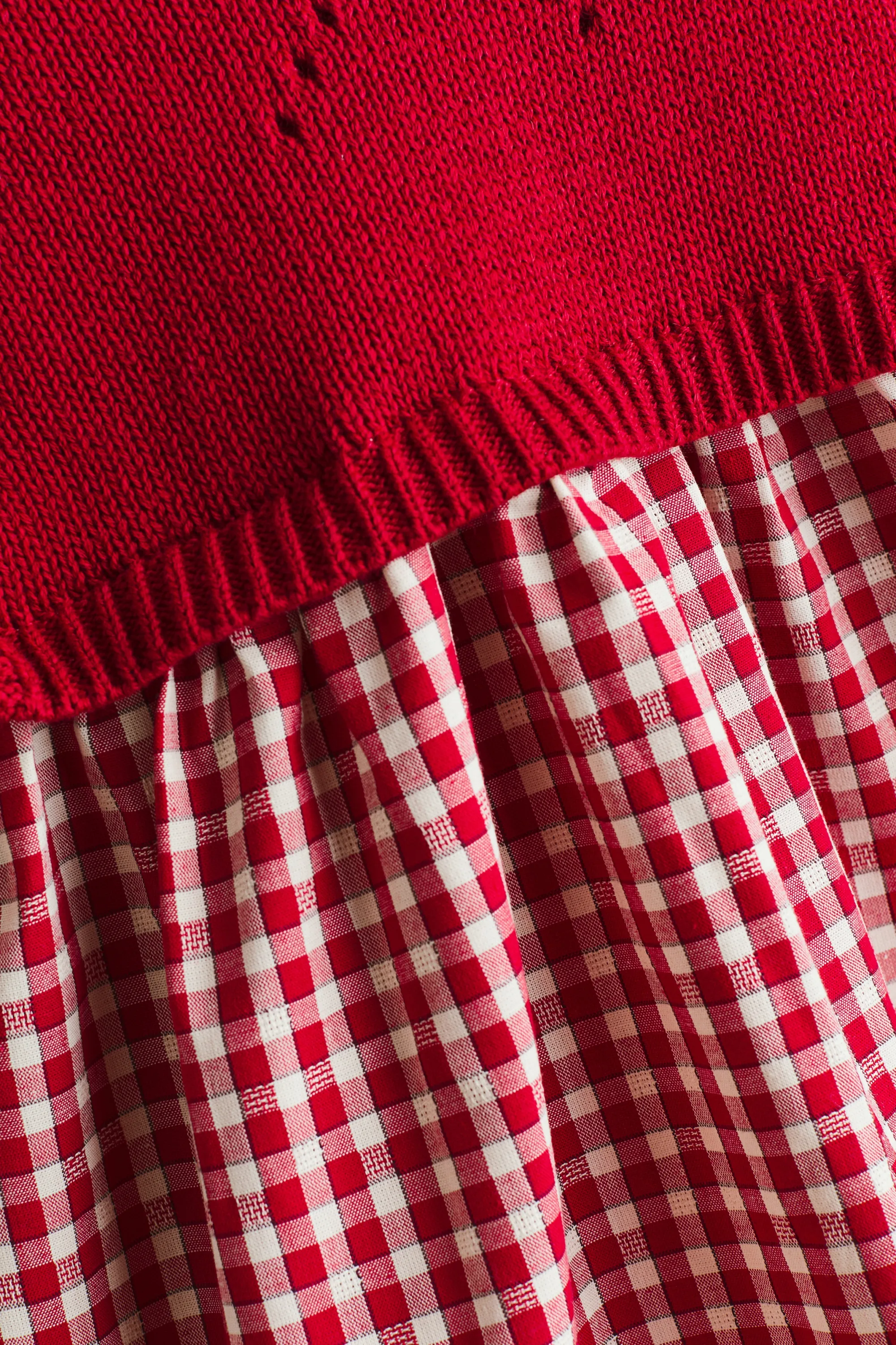 Robe avec pull sans manches - Rouge/carreaux