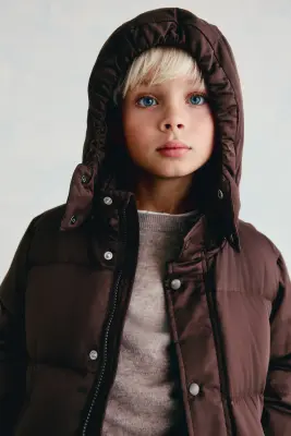 Doudoune à capuche en duvet - Marron — photo 2