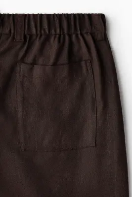 Pantalon Relaxed Fit en lin mélangé - Marron foncé — photo 3