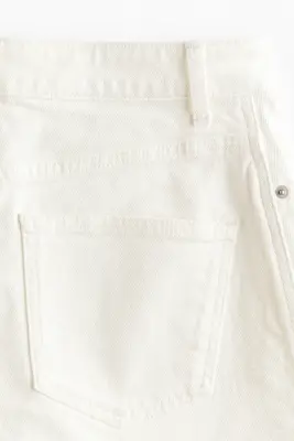 Jupe-short en denim avec taille haute - Crème — photo 5