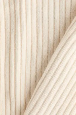 Pull en maille de laine côtelée - Crème — photo 5