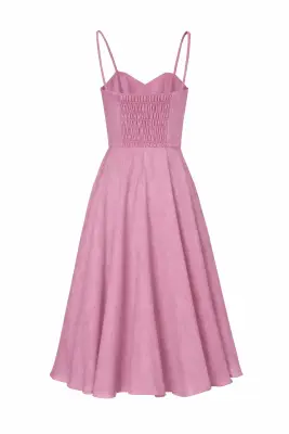 Bardot Linen Dress - Mauve pink — photo 4