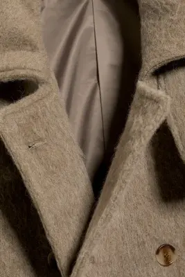 Manteau en laine mélangée croisé oversize - Taupe cendré — photo 5