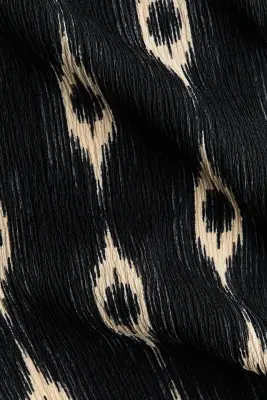 Pantalon large avec taille froncée - Noir/motif — photo 4