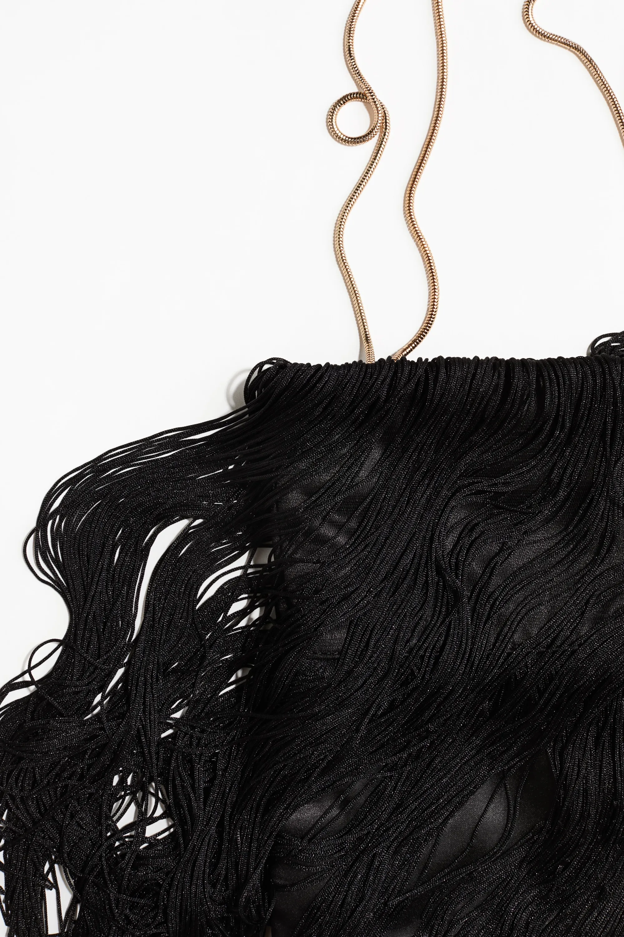 Sac porté épaule à franges - Noir