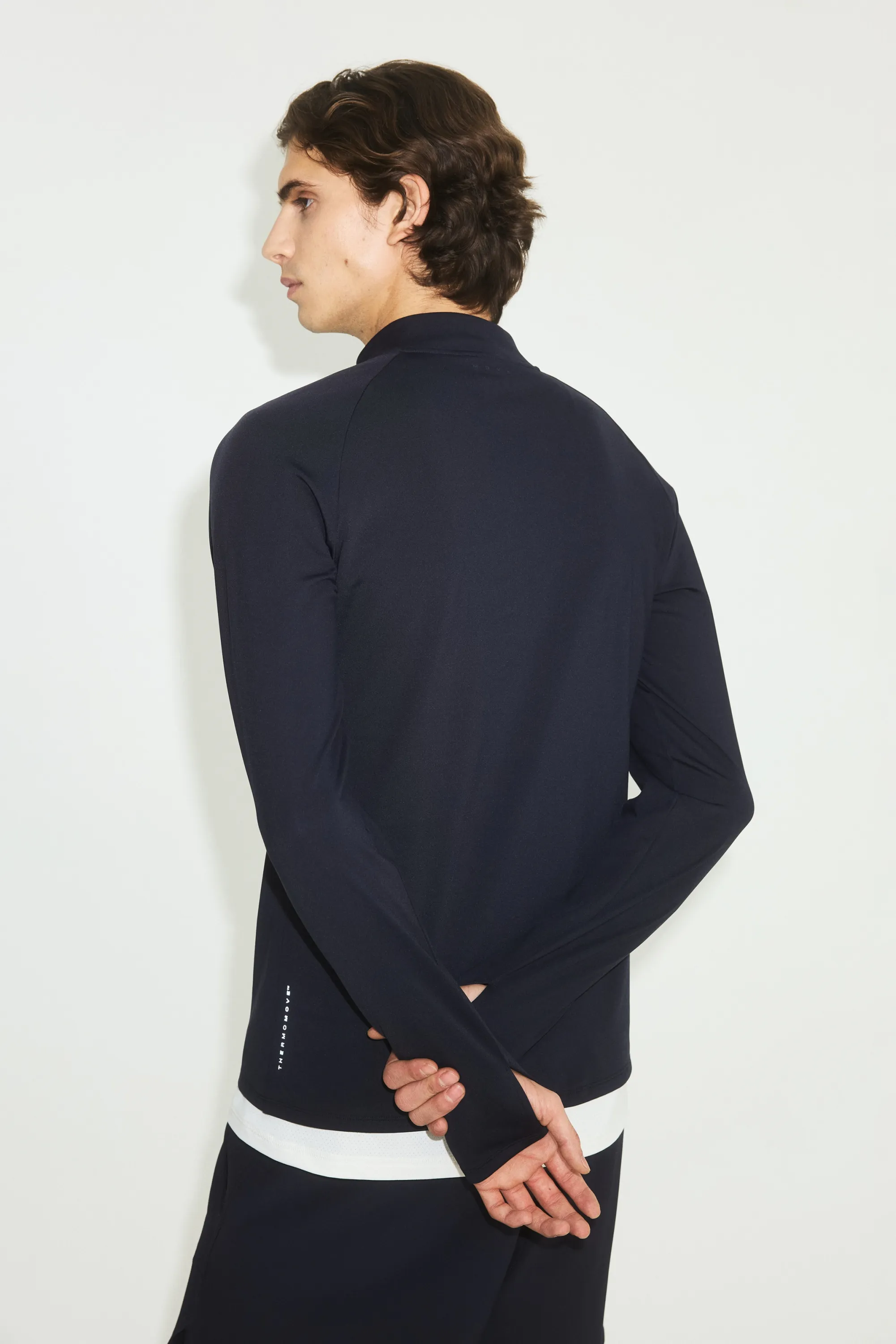 T-shirt de sport midlayer à col zippé ThermoMove™ - Bleu marine