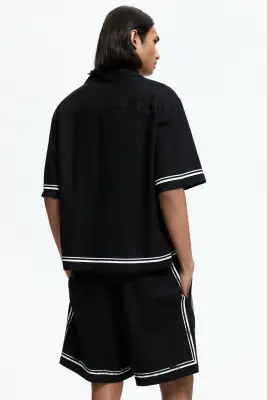 Chemise imprimée Relaxed Fit avec col cubain - Noir/California Dreams — photo 3