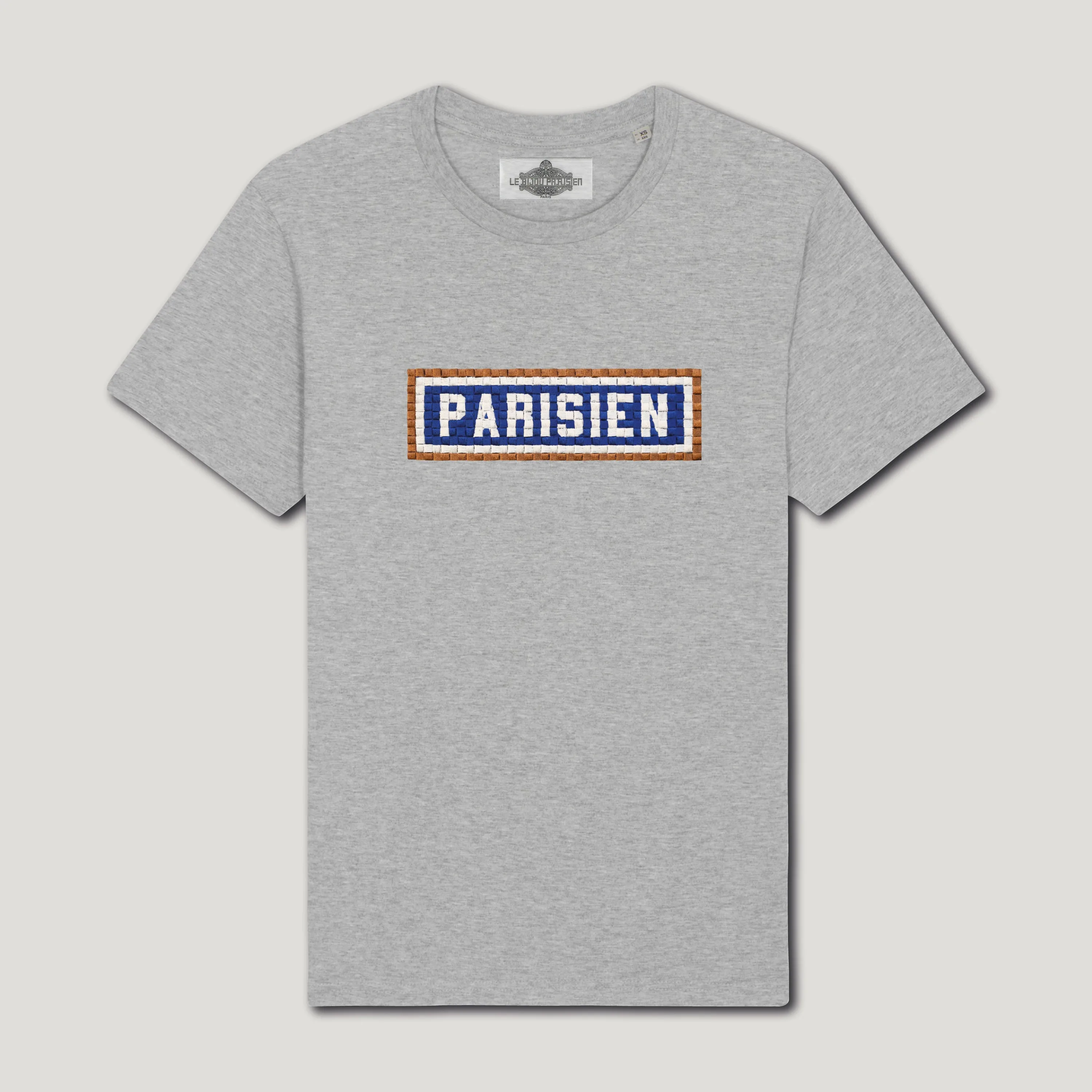 T-SHIRT COTON BIO BRODÉ - PARISIEN - GRIS
