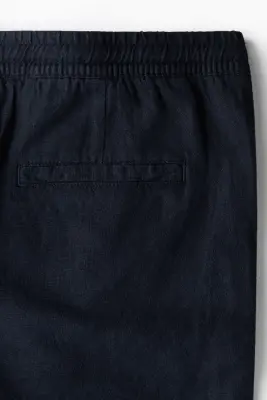 Short Relaxed Fit en lin mélangé - Bleu marine — photo 5