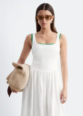 Robe midi évasée - Blanc — photo 3