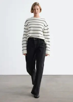 Pull en maille - Rayures blanches et noires — photo 1