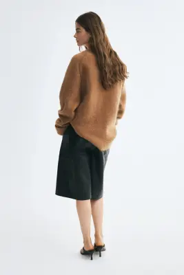 Gilet oversize en mohair mélangé - Beige foncé — photo 4