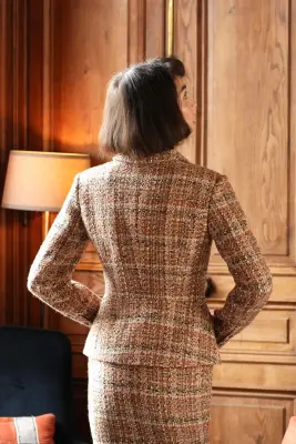 Blanche Short Coat - Brown multicolor — photo 4