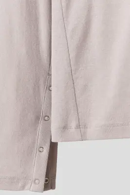 T-shirt Slim Fit à col tunisien en coton - Gris clair — photo 5
