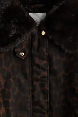 Veste matelassée en twill - Marron/imprimé léopard — photo 5