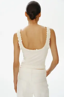 Top en jersey à effet ruché - Crème — photo 2