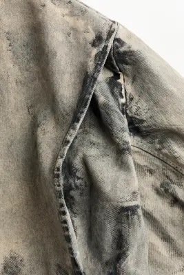 Veste en denim à effet peint - Gris — photo 5