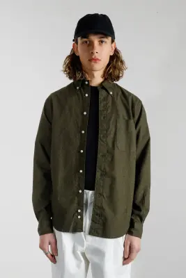 Chemise en flanelle - Olive — photo 3