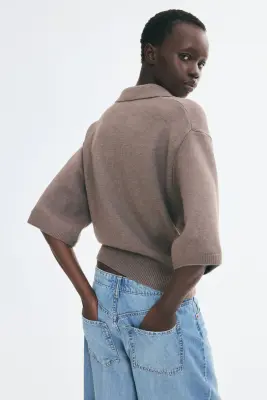 Polo en maille fine - Taupe — photo 3