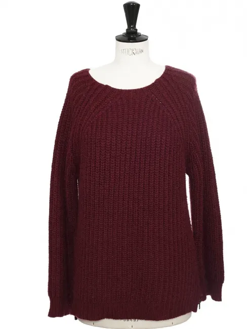 Pull col rond en grosse maille d'alpaga et laine mélangée zip côté Prix boutique 350€ Taille S