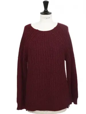 Pull col rond en grosse maille d'alpaga et laine mélangée zip côté Prix boutique 350€ Taille S — photo 1