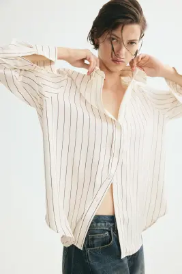 Chemise - Crème/rayures tennis — photo 1