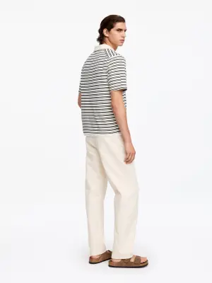 Polo en maille fine - Blanc cassé/Rayé — photo 2