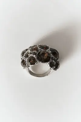 Bague d'exception à strass - Argenté/marron foncé — photo 1