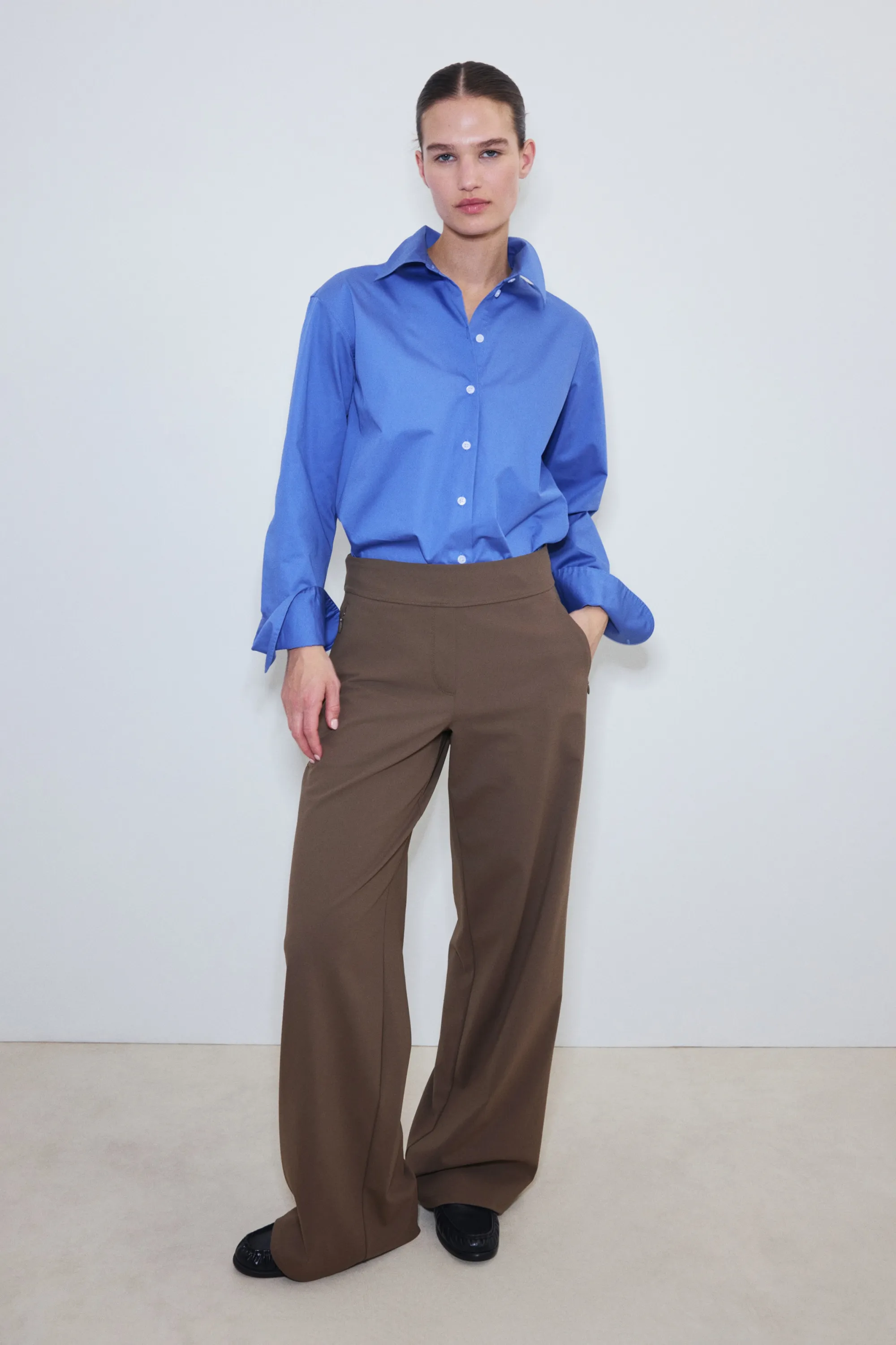 Pantalon large Four-way Stretch - Marron clair
