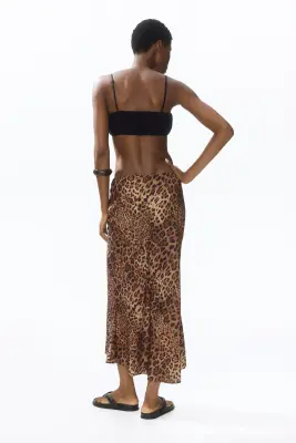 Slip skirt en satin - Marron/imprimé léopard — photo 2