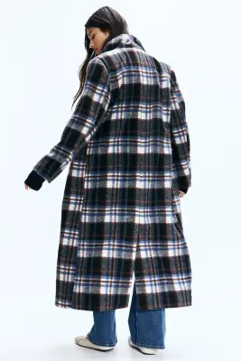 Manteau à fermeture droite - Bleu/carreaux — photo 2