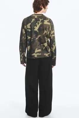 T-shirt carré graphique à manches longues Great - Vert kaki - Camouflage — photo 3