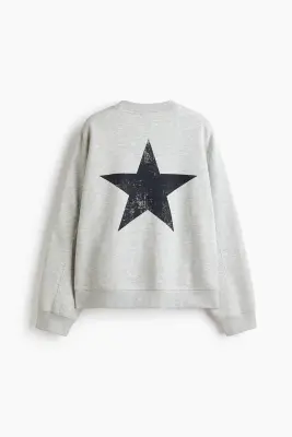 Sweat avec motif imprimé - Gris clair chiné — photo 5