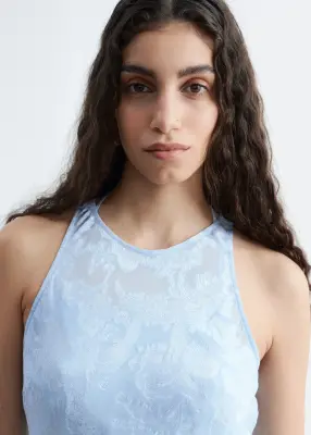 Robe midi en soie et viscose - Bleu clair — photo 2