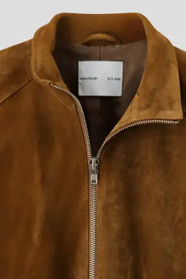 Veste en cuir velours - Marron clair — photo 5