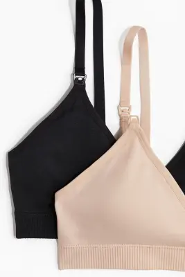 MAMA Lot de 2 soutiens-gorge d'allaitement paddés - Noir/beige — photo 4