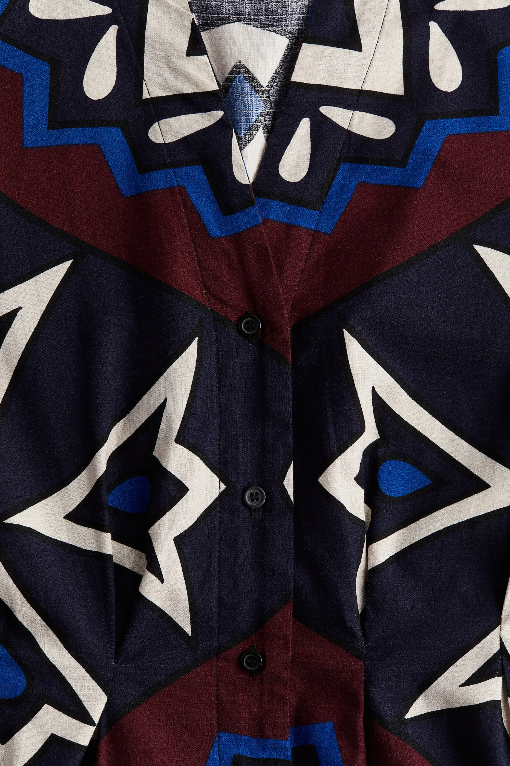 Robe chemise avec taille marquée - Bordeaux/motif
