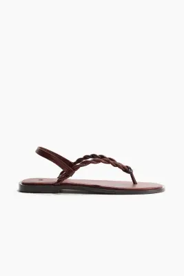 Sandales avec détails torsadés - Marron foncé — photo 2