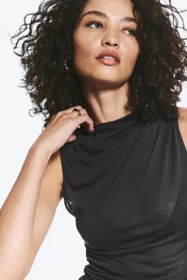 Débardeur Asymétrique À Fronces - Gris clair - imprimé article — photo 2