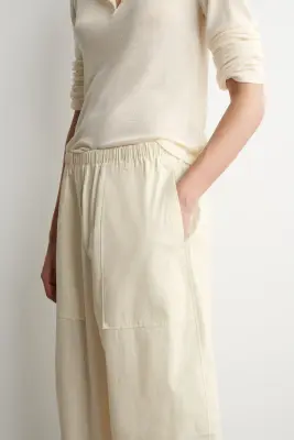 PANTALON BARREL WORKWEAR EN COTON - CRÈME — photo 2