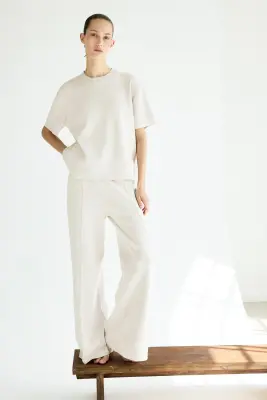 T-shirt en maille fine - Beige clair chiné — photo 2