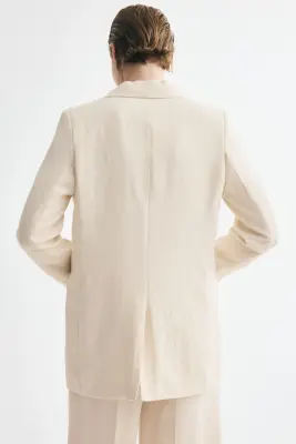 Blazer à fermeture droite en twill - Beige clair — photo 2
