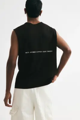 Débardeur imprimé Loose Fit - Noir/Côte d'Azur — photo 3