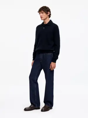 Polo en maille de laine mélangée - Bleu foncé — photo 2