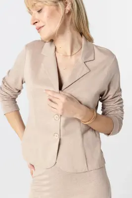 Veste Beige Manches Longues en Lin / Elasthanne — photo 4