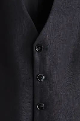 Gilet de costume Slim Fit en lin - Bleu marine — photo 2