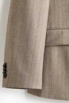 Veste Regular Fit à fermeture croisée - Beige/rayé — photo 1