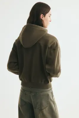 Veste à capuche zippée Oversized Fit - Vert kaki foncé — photo 3