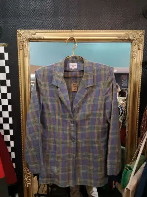 Blazer en lin à carreaux — photo 1