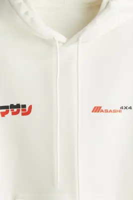 Hoodie imprimé Loose Fit - Blanc/Masashi — photo 1